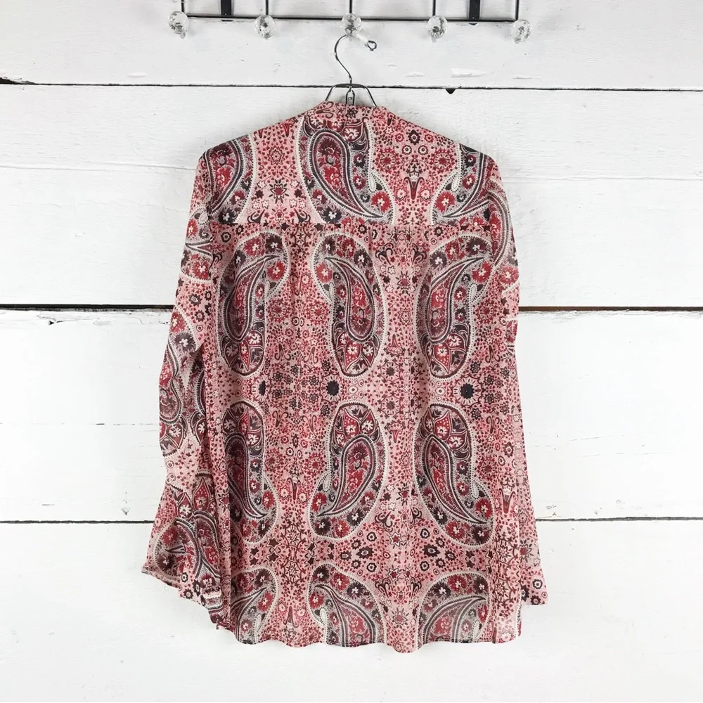 Alice and Olivia Anabel Tie Front Blouse Paisley Print, Size Small - Picture 8 of 9